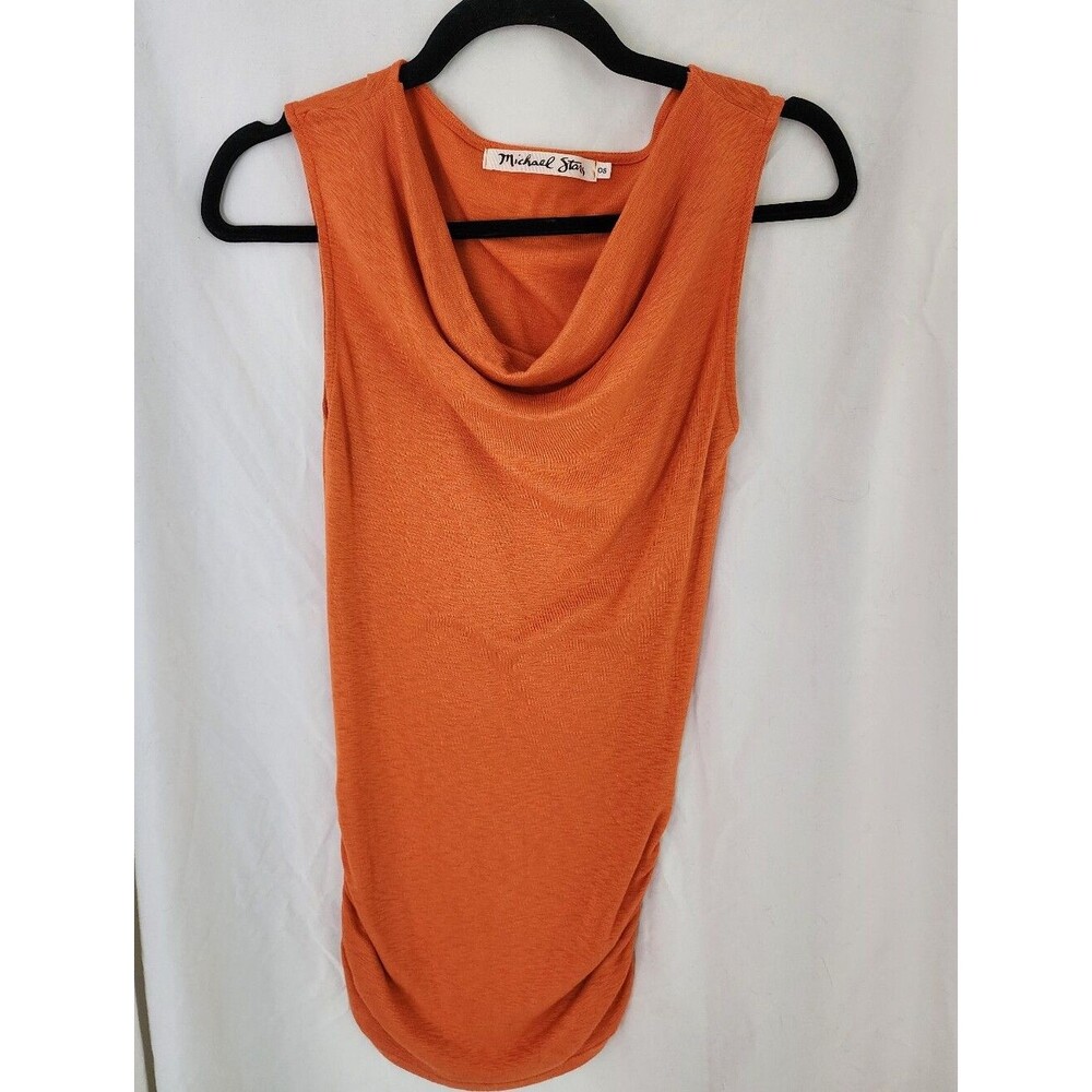 Michael Stars Slub Short Sleeve Drape Neck Tee, Orange, OS
